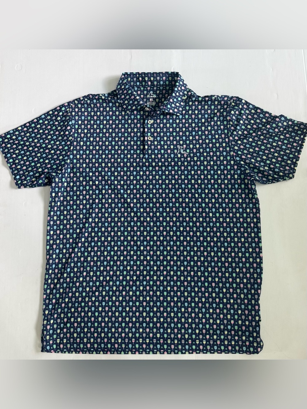 Rhoback Performance Golf Polo ~The Pickleball Collection Print~ Men's XL Stretch